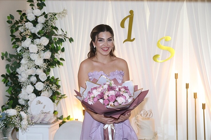 Tasarımcı Lila Nişan Elbisesi