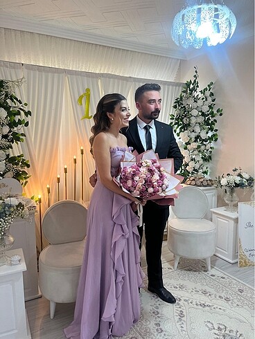 s Beden mor Renk Lila Nişan Elbisesi