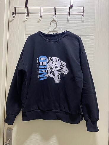 Baskılı Siyah Sweatshirt - Görsel 2