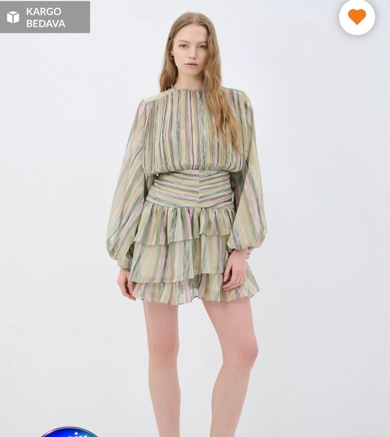 Bohem Çok Renkli Mini Elbise - Görsel 3