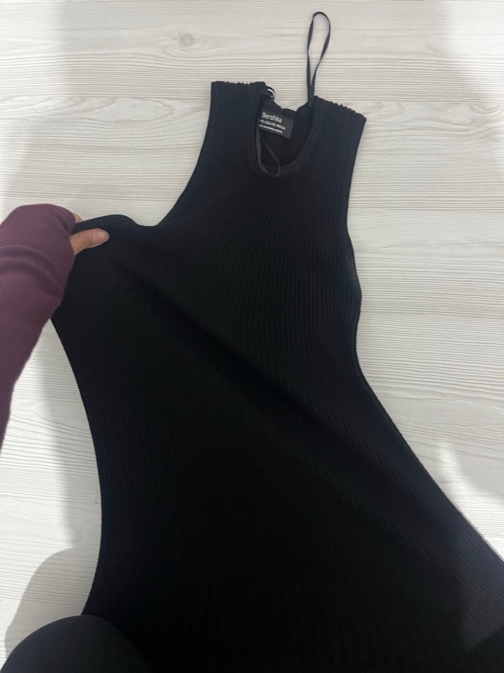 Siyah Yüksek Yakalı kısa Kadın Elbise - Görsel 2