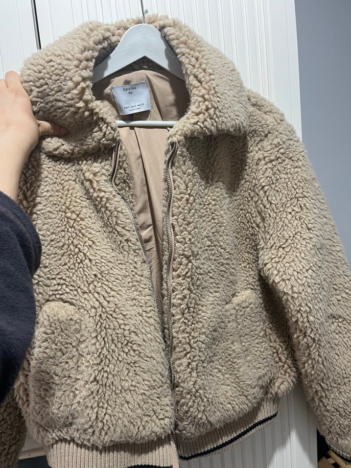 Bej Kürklü Midi Kadın BERSHKA mont - Görsel 2