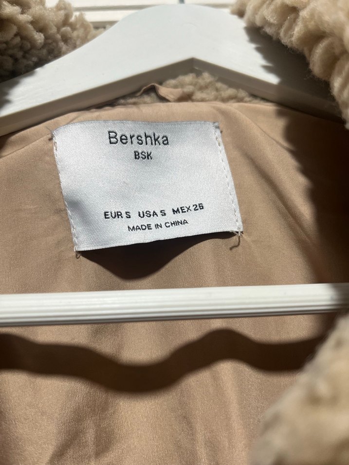 Bej Kürklü Midi Kadın BERSHKA mont - Görsel 4