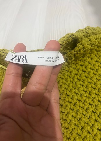 Zara yeşil Kadın Örgü Kolsuz Süveter - Görsel 2