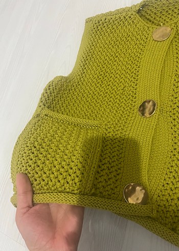 Zara yeşil Kadın Örgü Kolsuz Süveter - Görsel 3