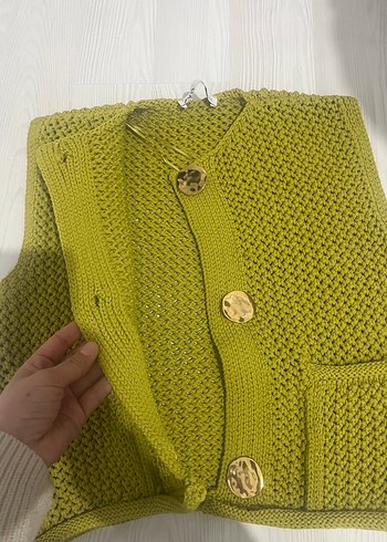 Zara yeşil Kadın Örgü Kolsuz Süveter - Görsel 4