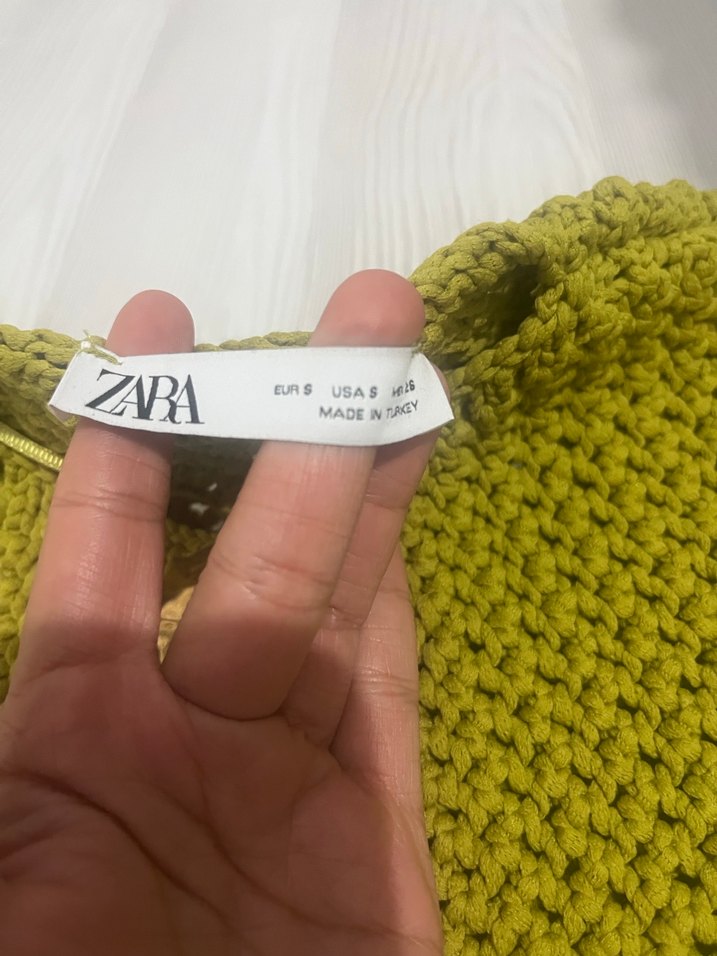 Zara yeşil Kadın Örgü Kolsuz Süveter - Görsel 2
