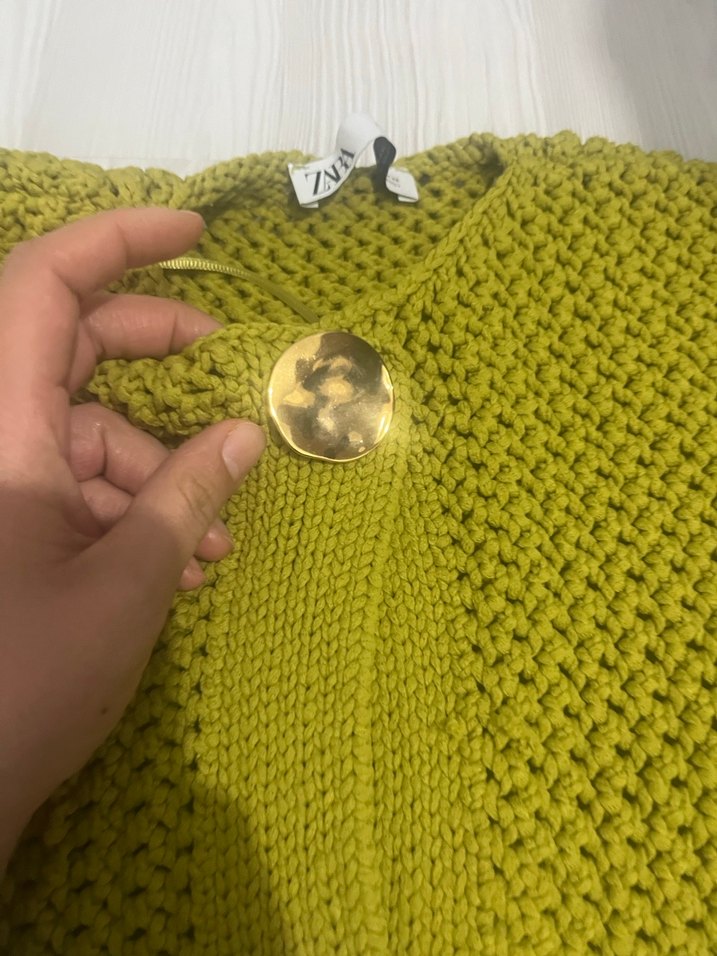Zara yeşil Kadın Örgü Kolsuz Süveter - Görsel 5