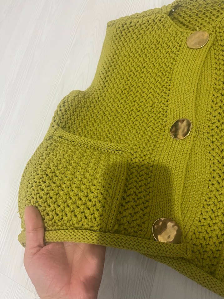 Zara yeşil Kadın Örgü Kolsuz Süveter - Görsel 3