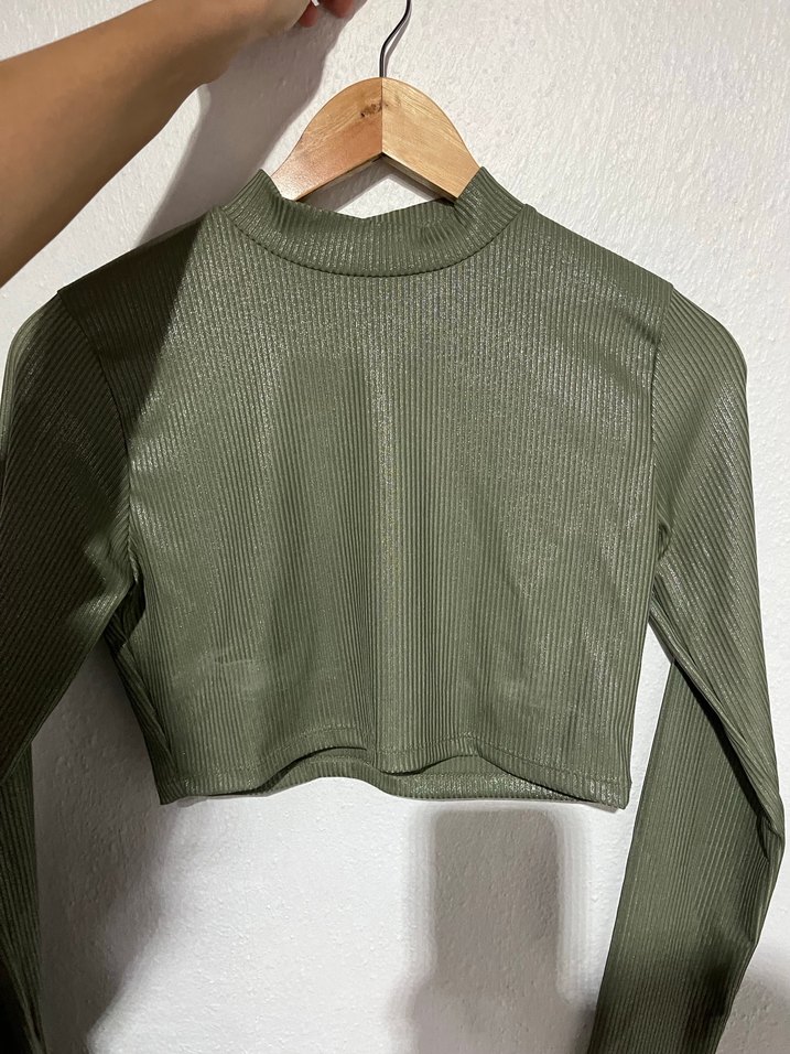 simli bluz crop - Görsel 2