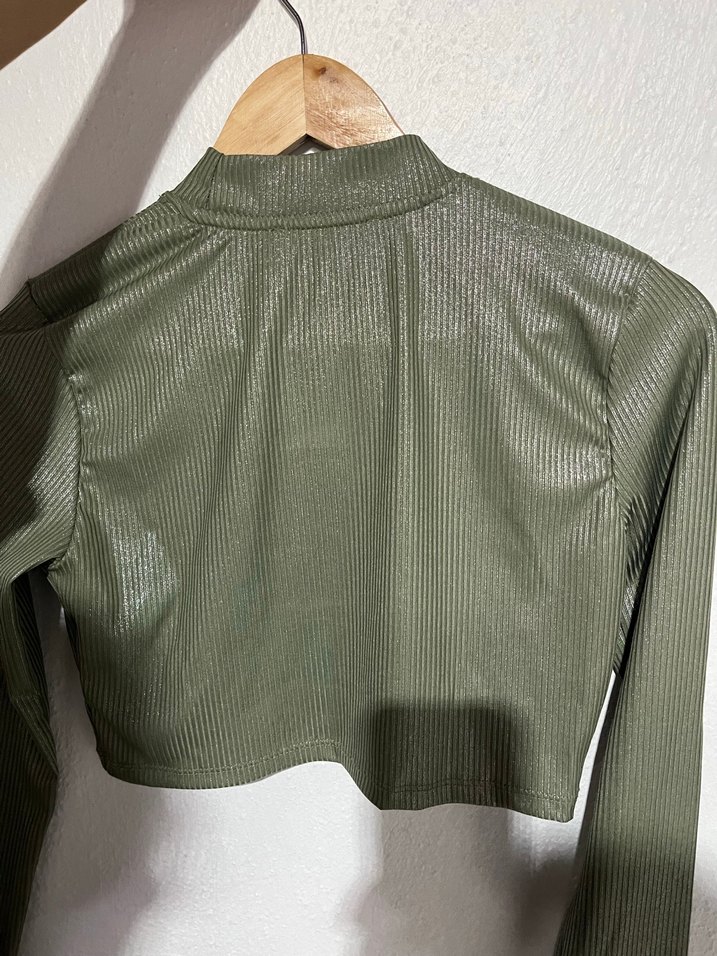 simli bluz crop - Görsel 4