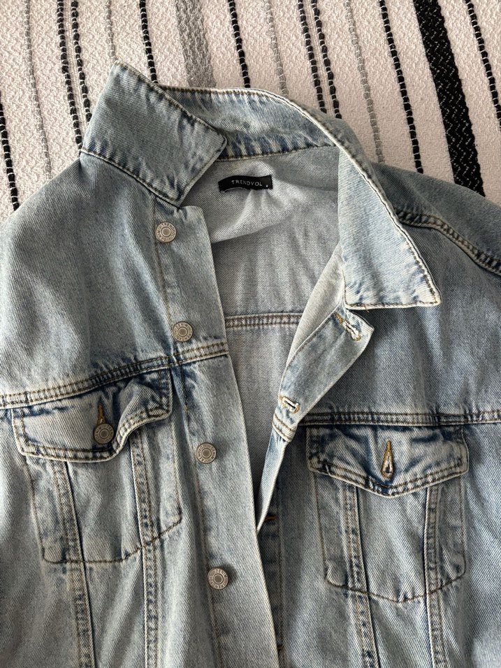 Erkek Gri Kolsuz Denim Ceket - Görsel 2