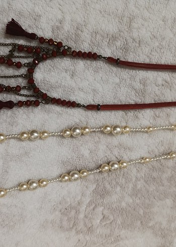 Bordo Boncuklu Uzun Bohem Kolye - Görsel 2