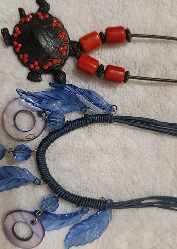 Uzun Mavi Nakışlı Püsküllü Bohem Kolye - Görsel 2