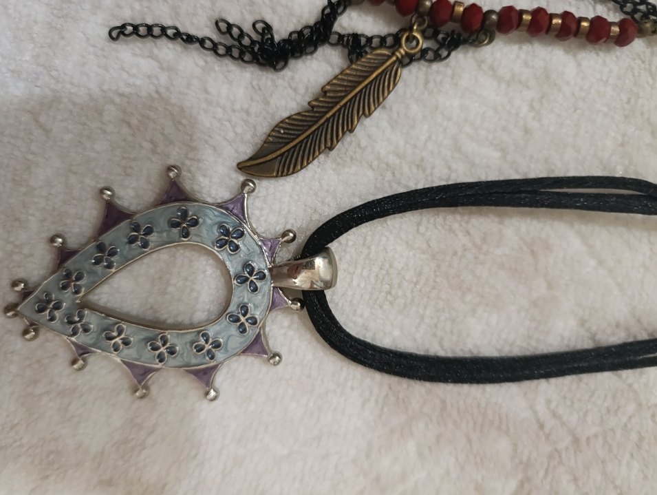 Uzun Zincir Detaylı Kırmızı Bohem Kolye - Görsel 3