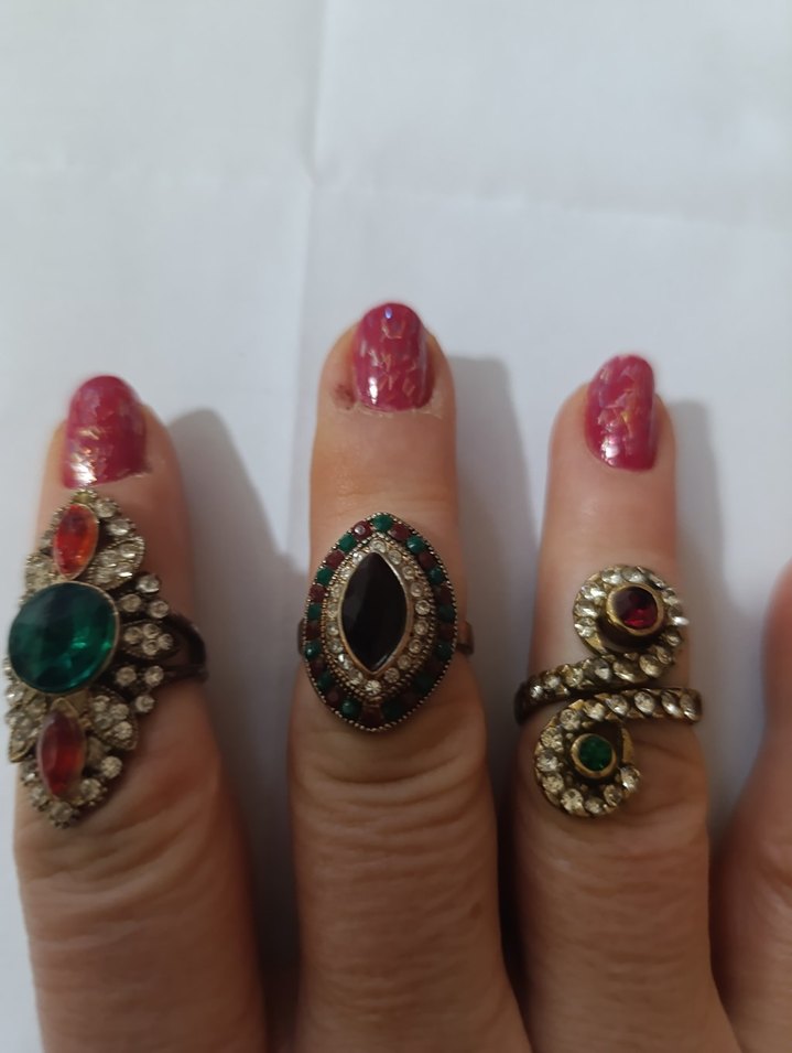 Renkli Bohem Kadın Yüzük Seti - Görsel 2