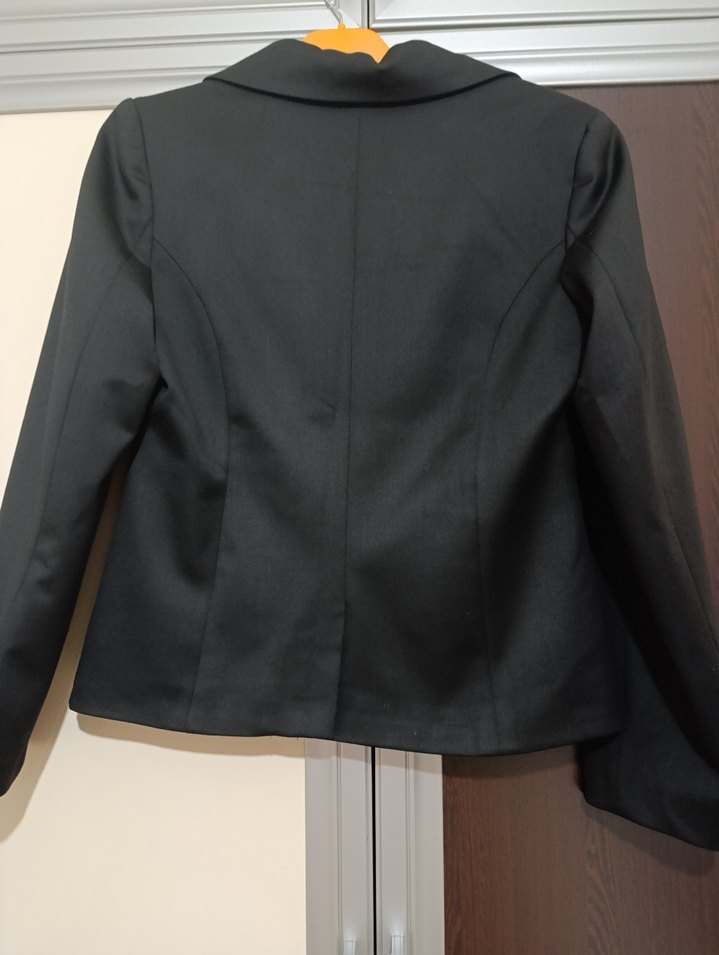 Düğmeli Siyah Kadın Blazer Ceket - Görsel 3