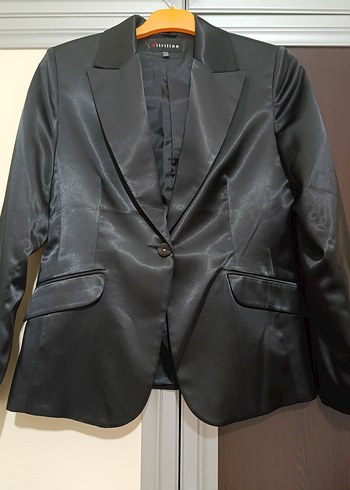 Siyah Saten Kadın Takım Elbise - Görsel 6