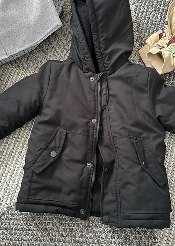 Düğmeli Erkek Çocuk siyah Kaban - Görsel 2