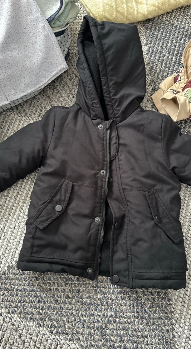 Düğmeli Erkek Çocuk siyah Kaban - Görsel 2