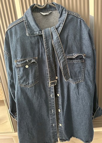 Düğmeli Gri Mavi Kadın Denim Ceket - Görsel 2