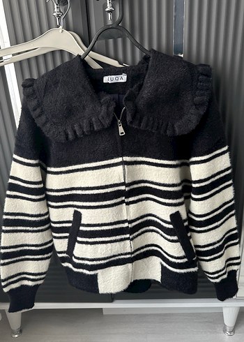 Zebra Desenli Fermuarlı Triko Hırka - Görsel 3