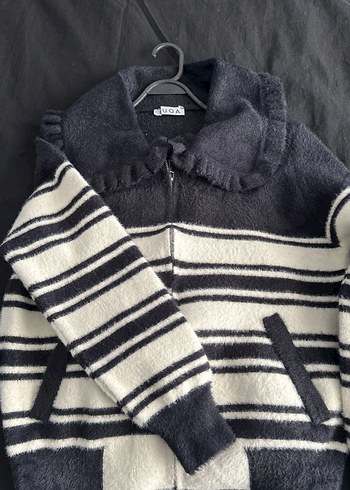 Zebra Desenli Fermuarlı Triko Hırka - Görsel 2