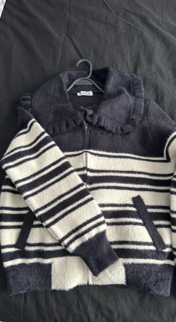 Zebra Desenli Fermuarlı Triko Hırka - Görsel 2