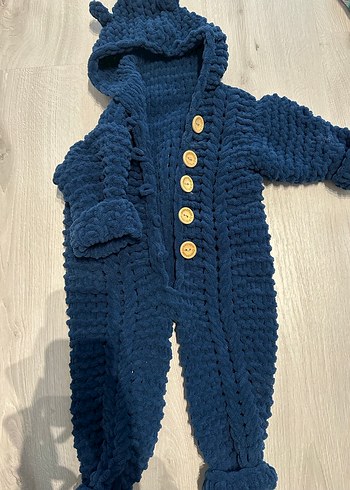 Koyu Mavi Örgü Bebek Tulumu - Görsel 2