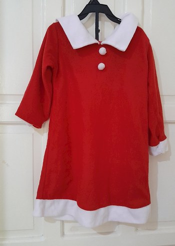 Kız Çocuk Kırmızı Noel Baba kiyafeti, şapkası ayrı olarak mevcut - Görsel 2