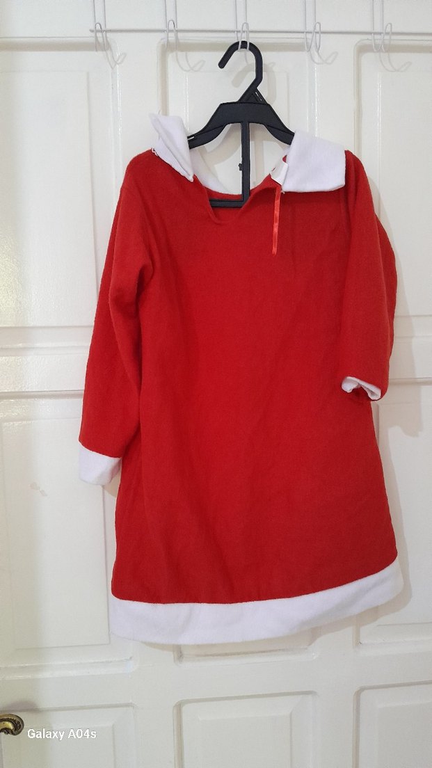 Kız Çocuk Kırmızı Noel Baba kiyafeti, şapkası ayrı olarak mevcut - Görsel 3