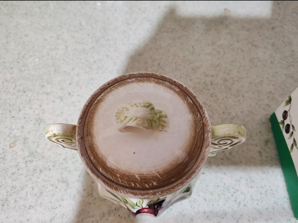 Kahverengi Zeytin Desenli Seramik kap - Görsel 2