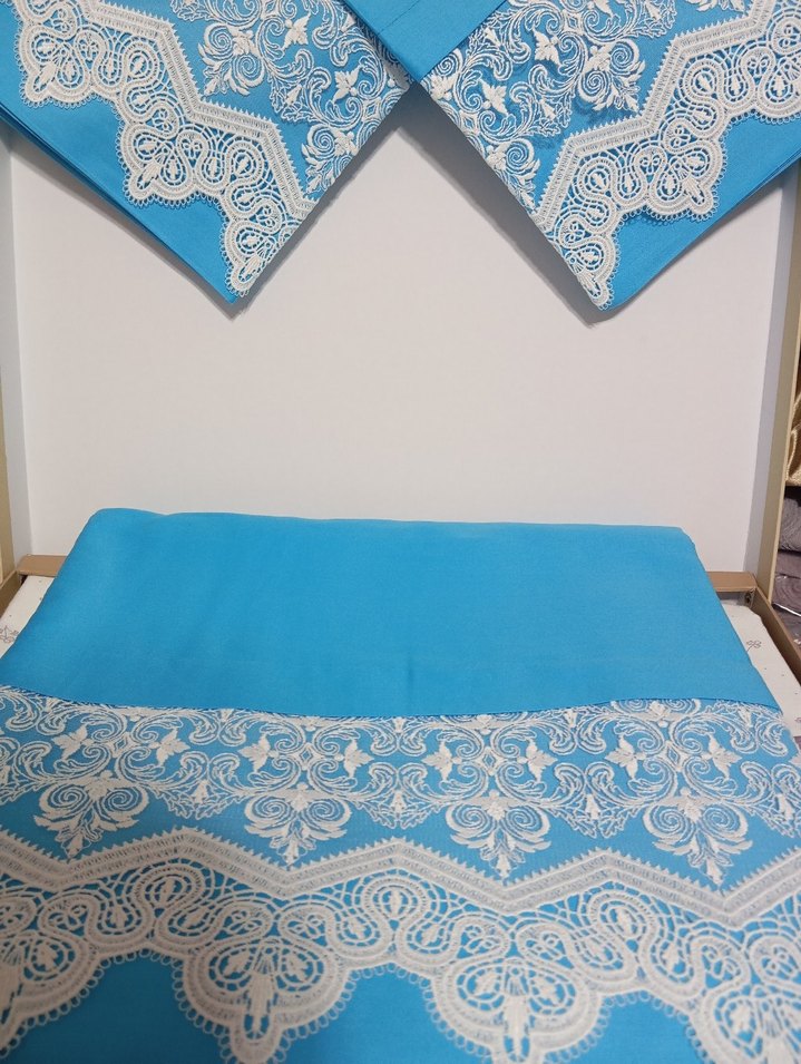 Köpürlü Mavi Çift kişilik nevresim takımı - Görsel 2
