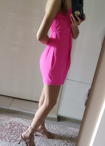 s Beden pembe Renk Pembe mini elbise