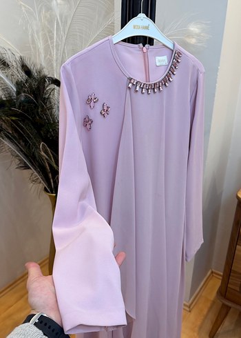 Pembe Uzun Kollu Nakışlı Kadın Elbise - Görsel 2