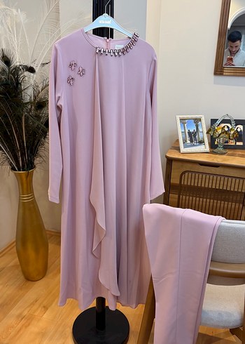 Pembe Uzun Kollu Nakışlı Kadın Elbise - Görsel 8