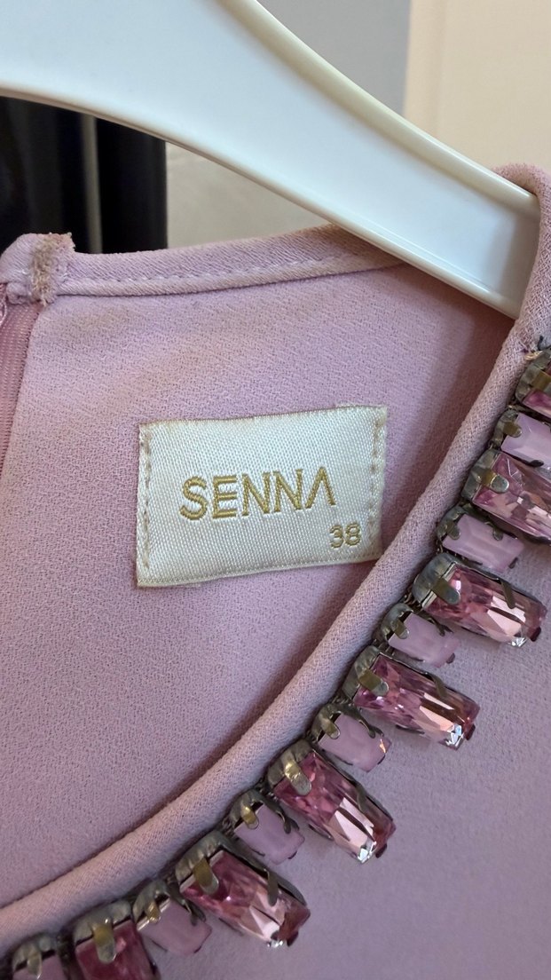 Pembe Uzun Kollu Nakışlı Kadın Elbise - Görsel 4