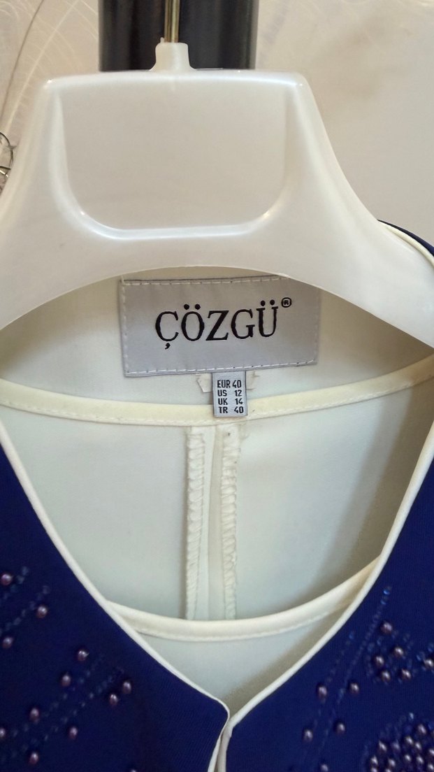 Boncuk İşlemeli Mavi Kadın Ceket - Görsel 4