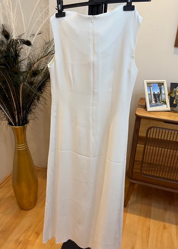 Nakış Detaylı Bej Uzun Kadın Elbise - Görsel 7