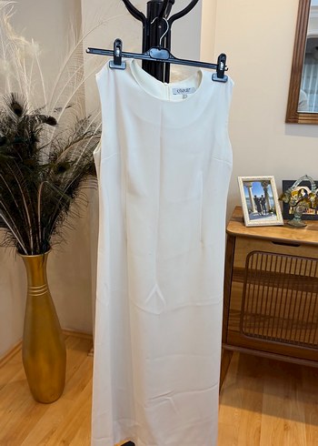 Nakış Detaylı Bej Uzun Kadın Elbise - Görsel 6