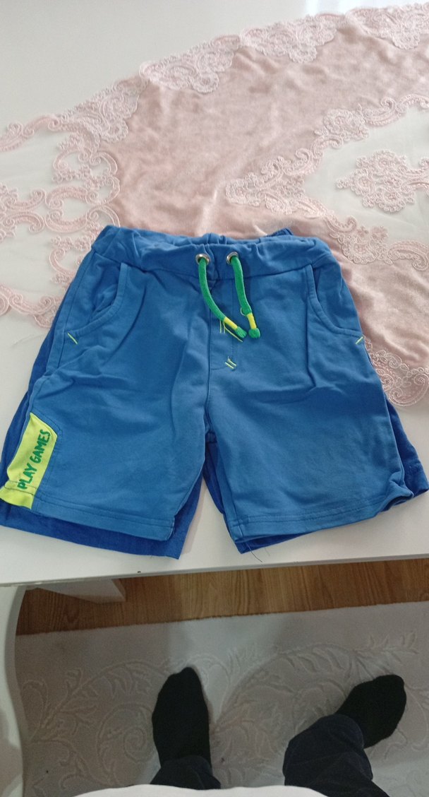 Erkek Mavi Pamuklu Rahat Kesim Şort - Görsel 2