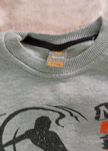 Gri Erkek Çocuk Sweatshirt Velcro Detaylı - Görsel 3