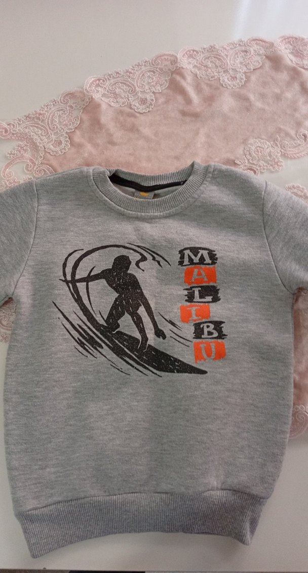 Gri Erkek Çocuk Sweatshirt Velcro Detaylı - Görsel 2