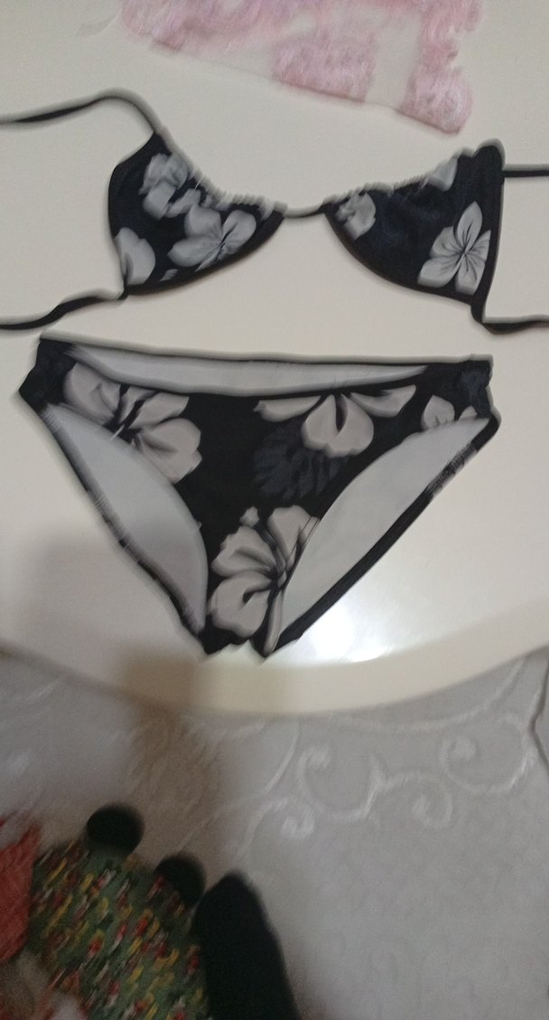 Siyah Çiçek Desenli Mini Bikini - Görsel 4