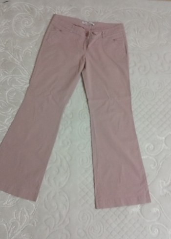 Kadın Bej Midi Pamuklu Rahat Kumaş Pantolon - Görsel 3