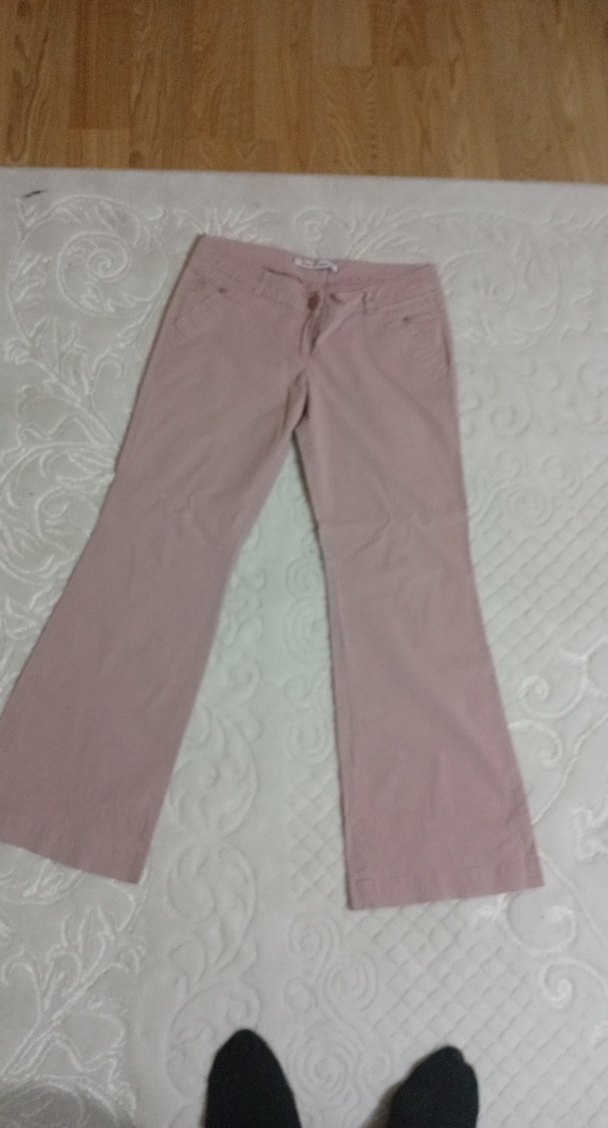 Kadın Bej Midi Pamuklu Rahat Kumaş Pantolon - Görsel 2