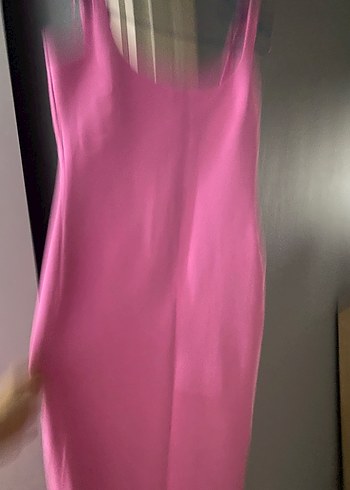 Zara Pembe kare Yakalı Uzun Elbise