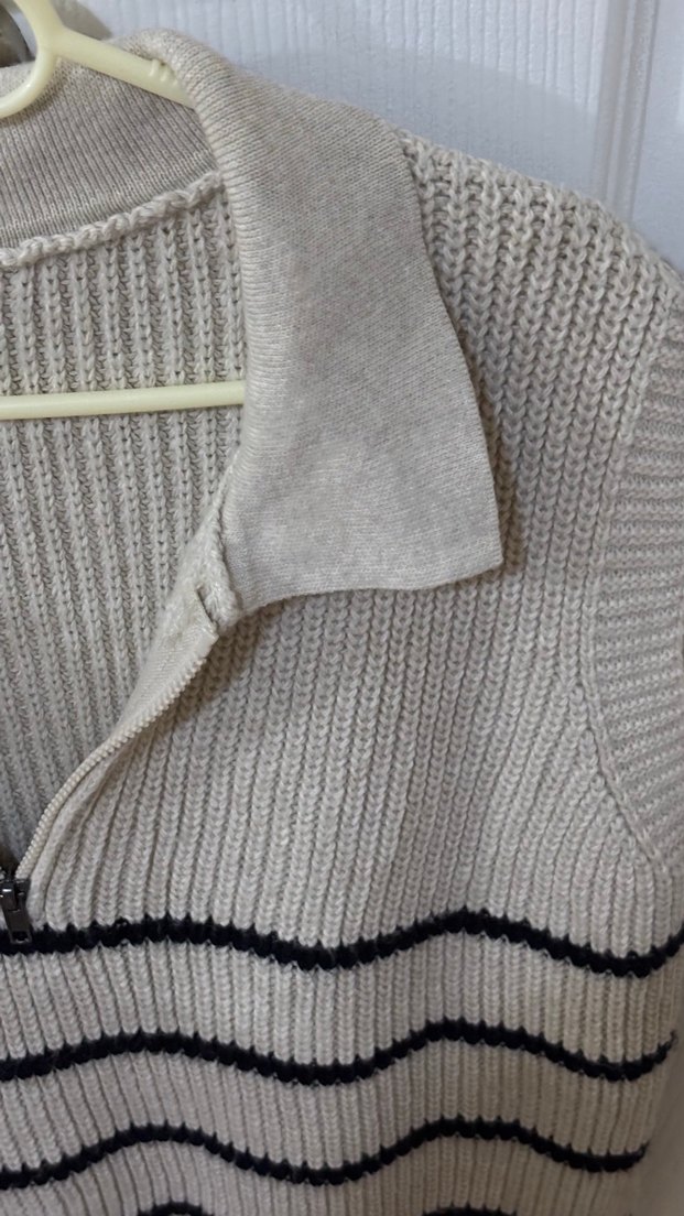 Bej Siyah Çizgili süveter - Görsel 3