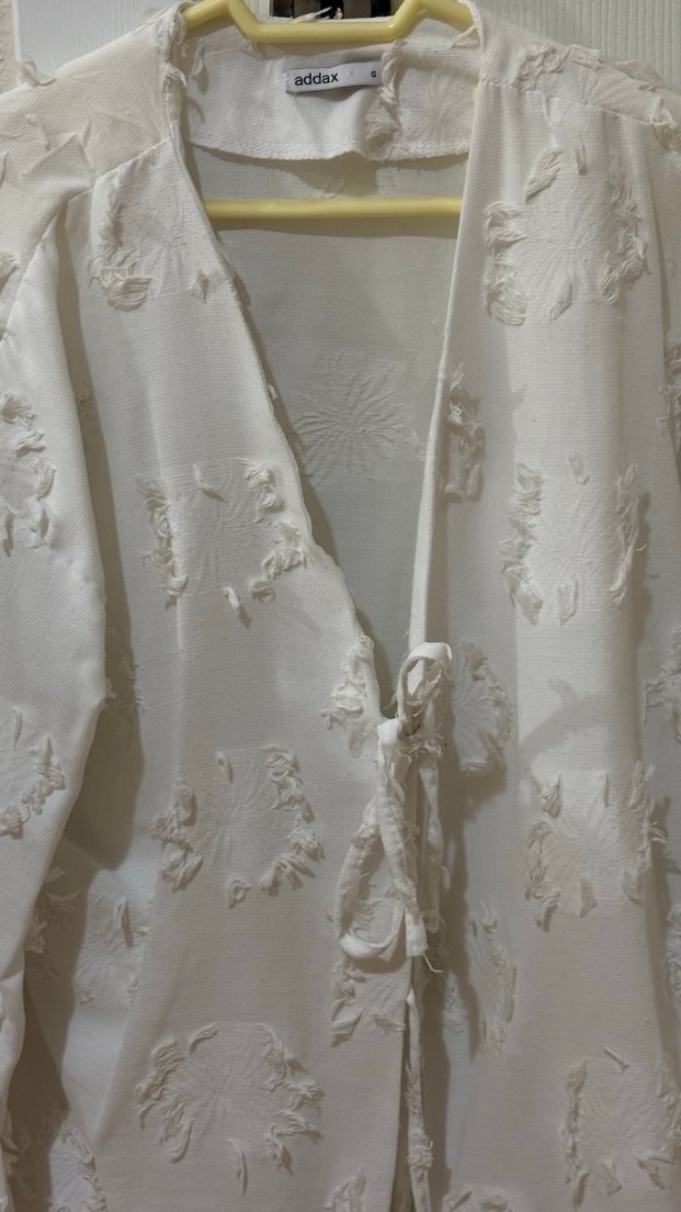 Beyaz Nakışlı Bohem Kadın bluz gömlek - Görsel 3