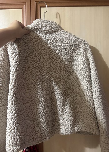 Bej Peluş Detaylı Midi Kadın Ceket - Görsel 4